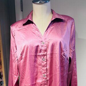 Paparazzi Pink Relaxed Button Down Shirt with Mandarin Collar